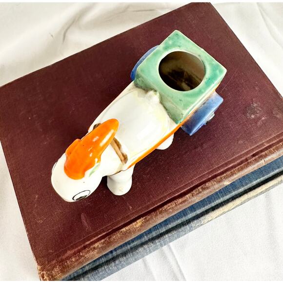 Ceramic Lusterware Goat Cart Pin Cushion | Japan | Lusterware | Goat Pin Cushion - Picture 5 of 9